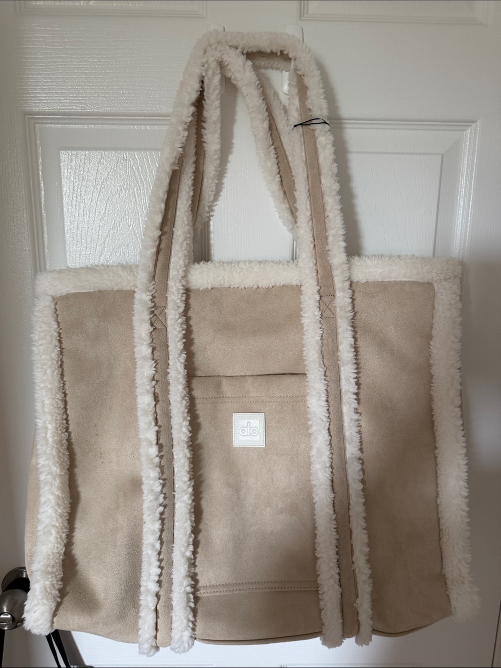 ALO Yoga Beige Sherpa-Trim Tote Bag